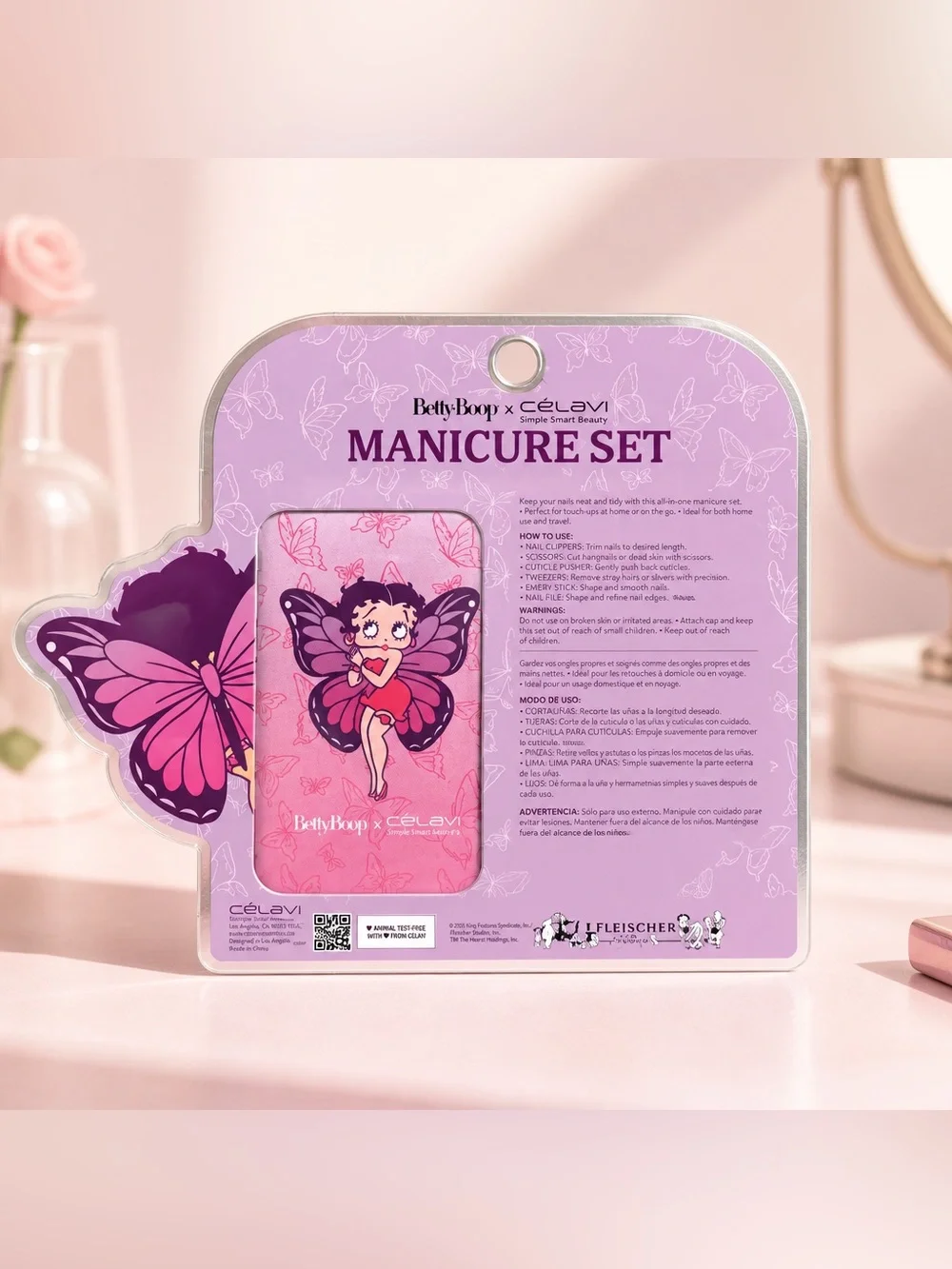 Betty Boop x CELAVI Pink 8-Piece Manicure Set New